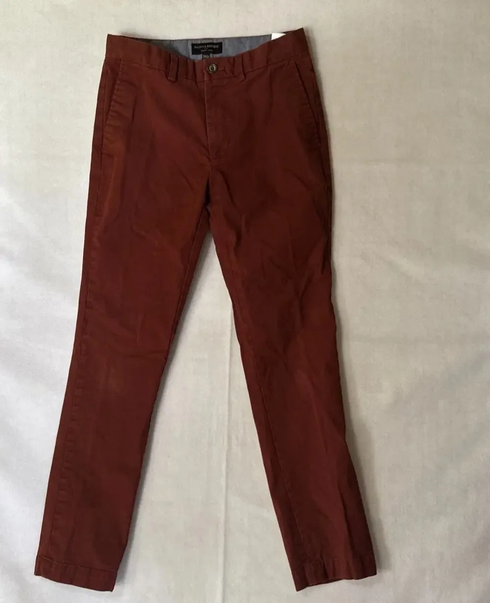 Banana Republic MenAIDEN CHINO Pants Burnt Orange Sz29x32 97% cotton 3% spandex